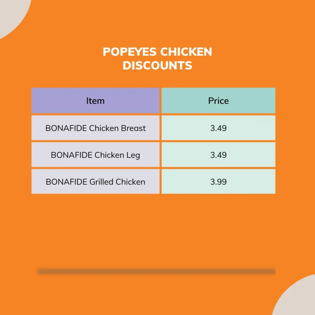 Popeyes chicken menu discounts
