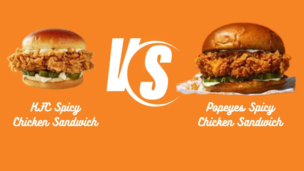 Infographic showing spicy chicken sandwich of Popeyes and KFC